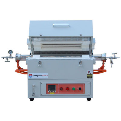 Forno de tubo de laboratório de 1200C com flanges de vácuo e tubo de quartzo de 60 mm