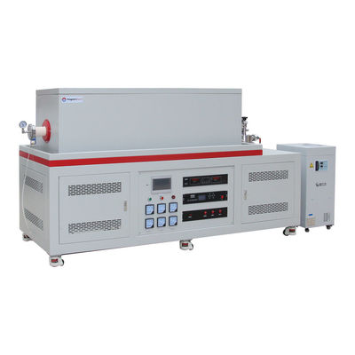 Forno de tubos de vácuo de 3 zonas CVD 1700C com misturador de gás MFC e unidade de bomba molecular